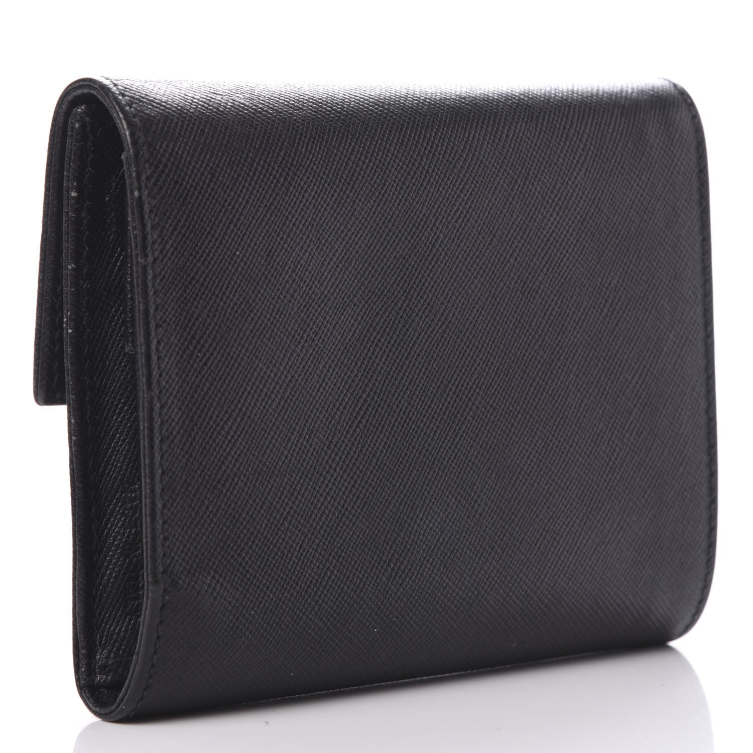 Prada Saffiano Metal Tri-Fold Wallet Black 3 of 12