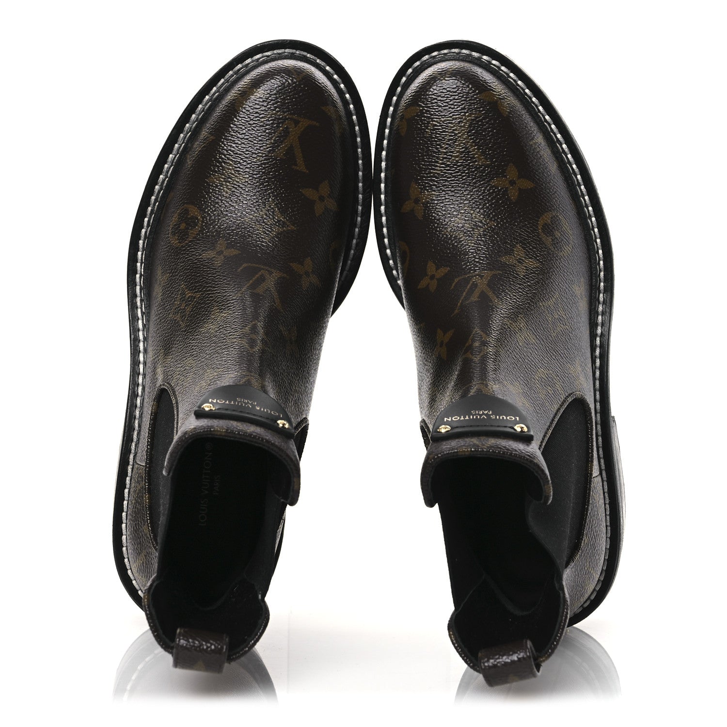 Louis Vuitton Patent Monogram LV Beaubourg Ankle Boots 37.5 Black 2 of 10