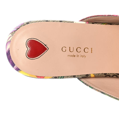 Gucci GG Supreme Monogram Flora Womens Princetown Slippers 39.5 Beige Ebony Multicolor Rosso 7 of 11