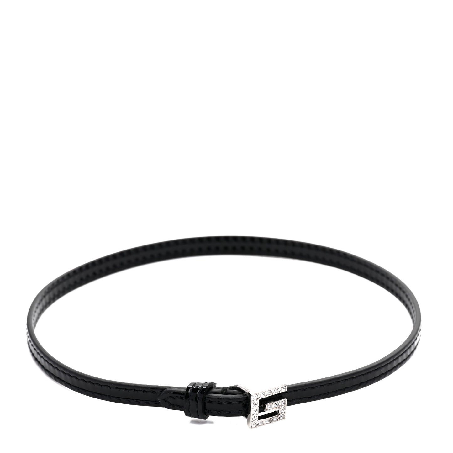 Patent Crystal G Buckle Choker Black