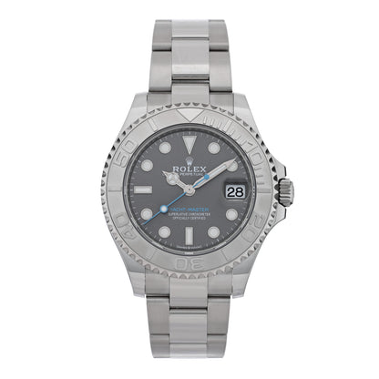 Rolex Stainless Steel Platinum 37mm Oyster Perpetual Date Yacht-Master Watch Slate 268622 1 of 5