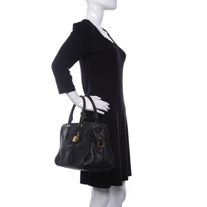 Alexander McQueen Pebbled Calfskin Small Skull Padlock Zip Around Tote Black 2 of 10