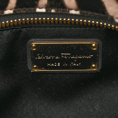 Salvatore Ferragamo Calfskin Calf Hair Zebra Print Bitter Pocket Tote Black White 6 of 9