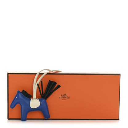 Hermes Milo Lambskin Grigri Rodeo Horse Bag Charm PM Bleu France Nata Black 5 of 5
