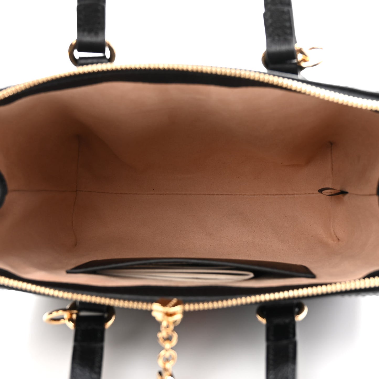 Textured Calfskin Web Small Ophidia Tote Bag Black