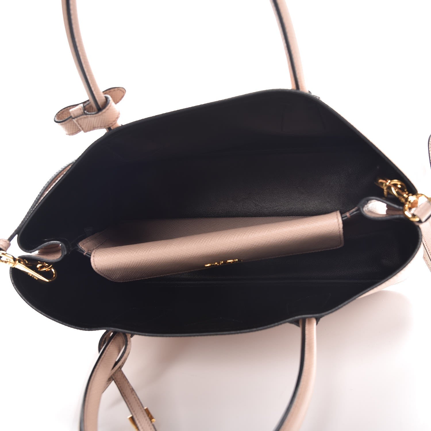 Prada Saffiano Cuir Medium Double Bag Cammeo Black 7 of 11