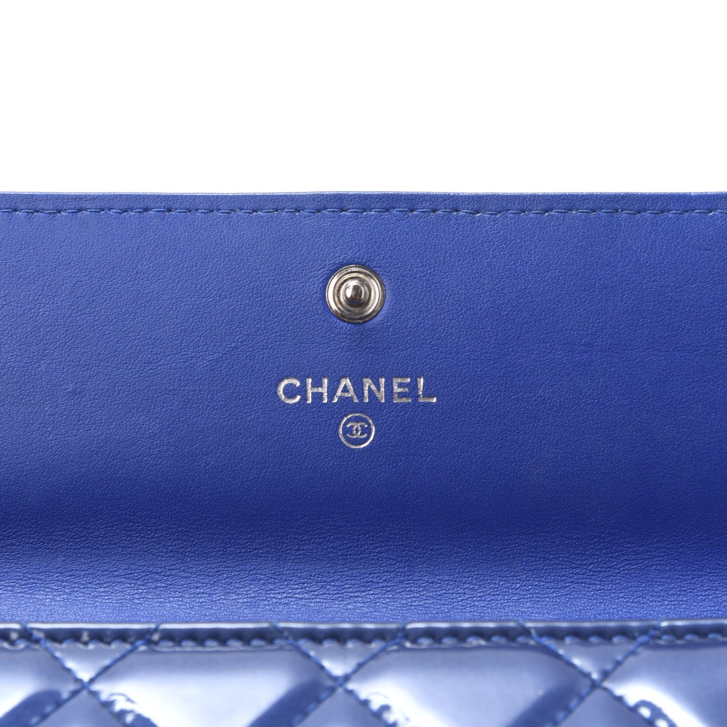 Chanel Patent Quilted Large Flap Wallet Blue 8 of 10