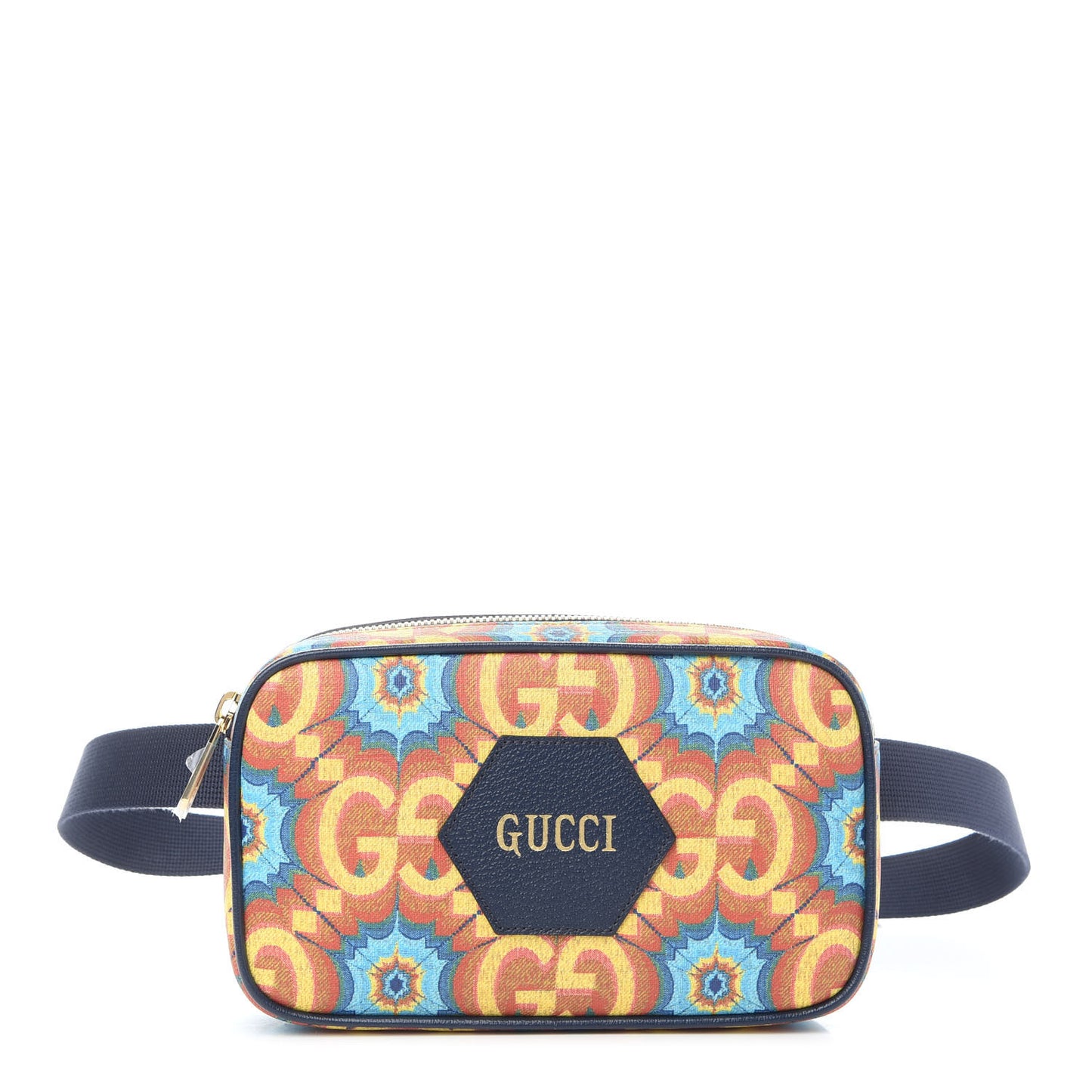 GG Supreme Kaleidoscope Calfskin Gucci 100 Script Logo Belt Bag 110 44 Blue Orange Multicolor Blue Agata
