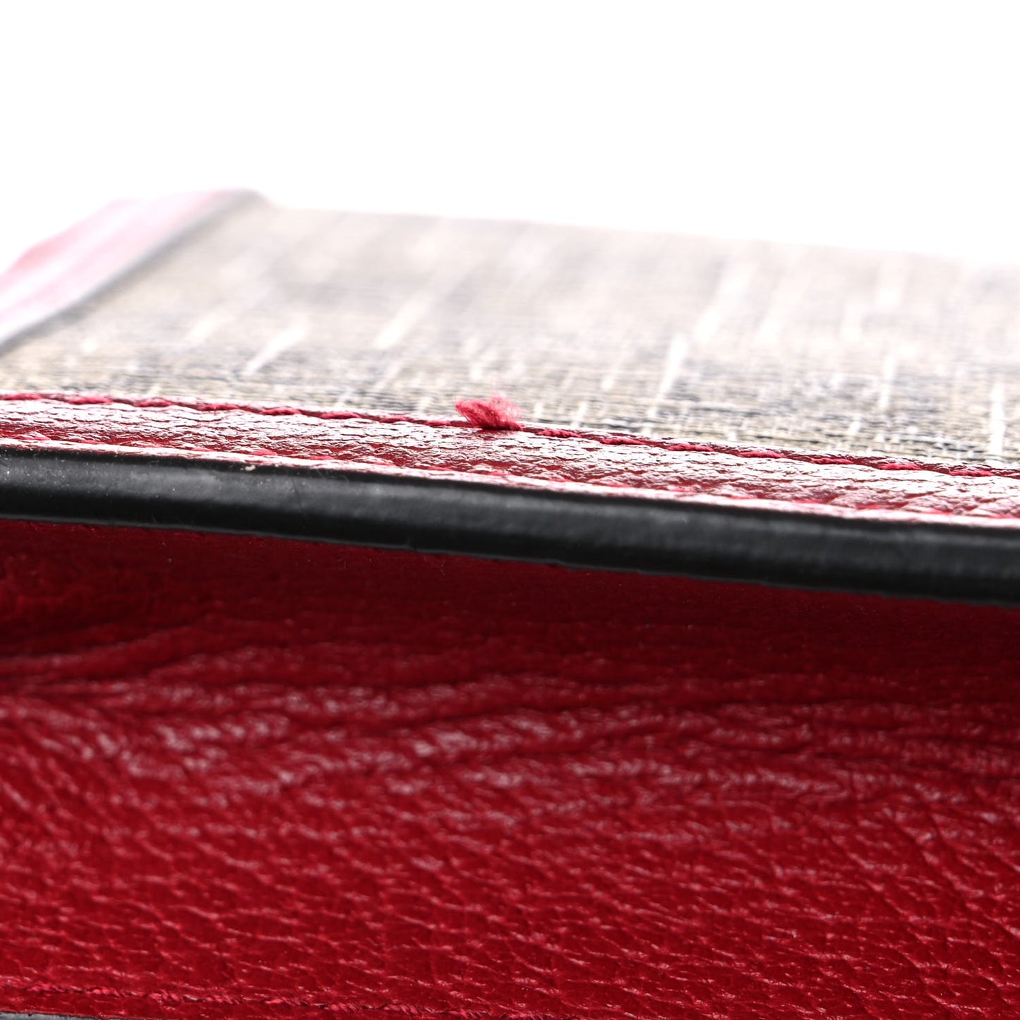 GG Supreme Monogram Web Queen Margaret Chain Wallet Red