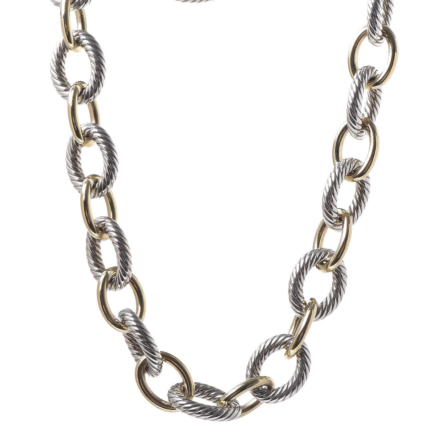 Sterling Silver 18K Yellow Gold 18mm Extra Large Oval Link Necklace
