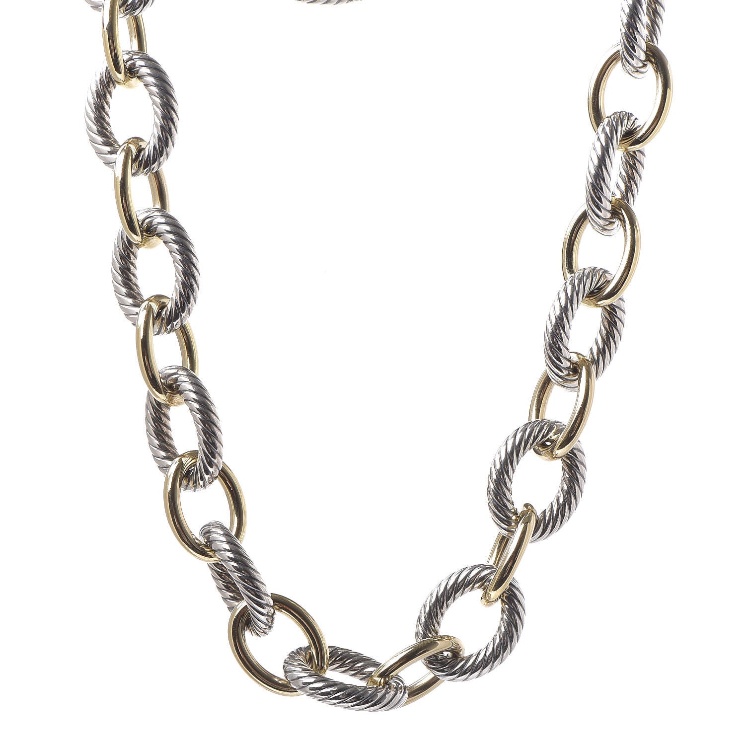 David Yurman Sterling Silver 18K Yellow Gold 18mm Extra Large Oval Link Necklace 1 of 6