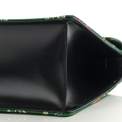Gucci Jacquard Floral Medium Sylvie Top Handle Bag Green Multicolor Black 10 of 13
