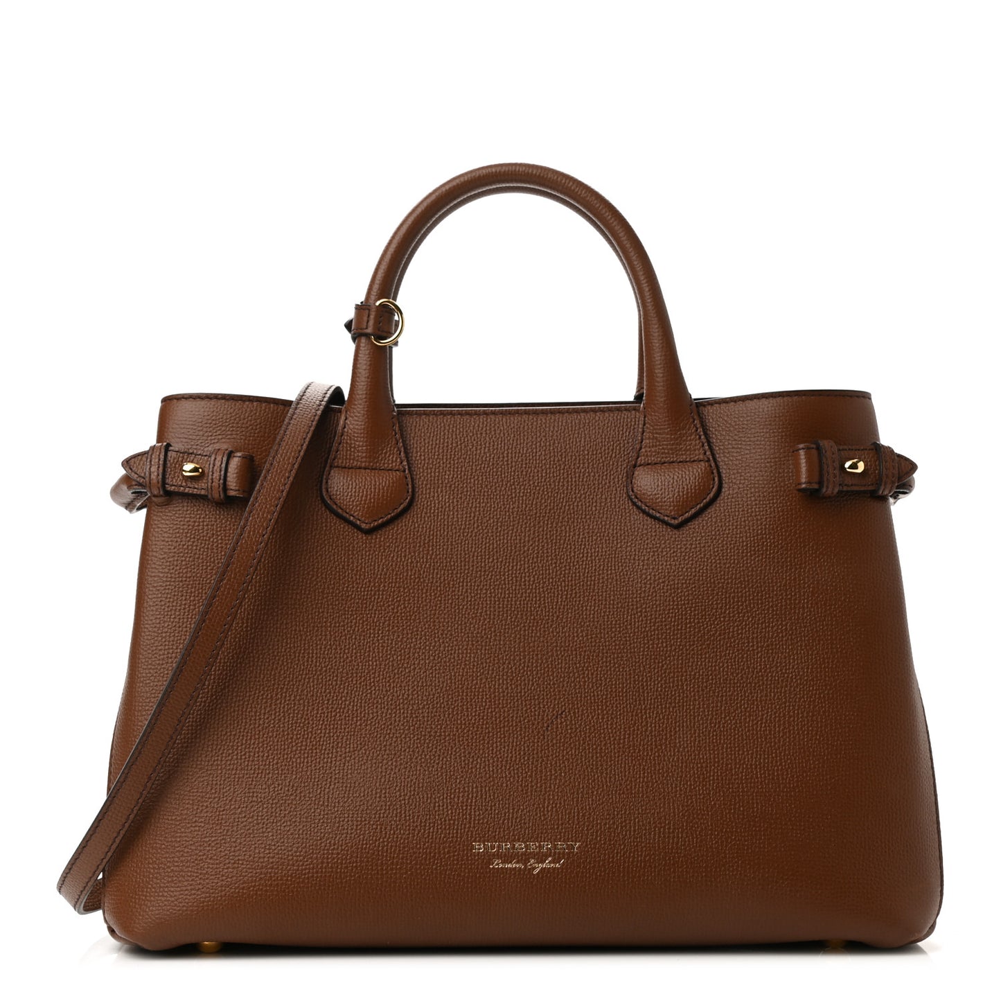 Grainy Calfskin House Check Medium Banner Tote Tan