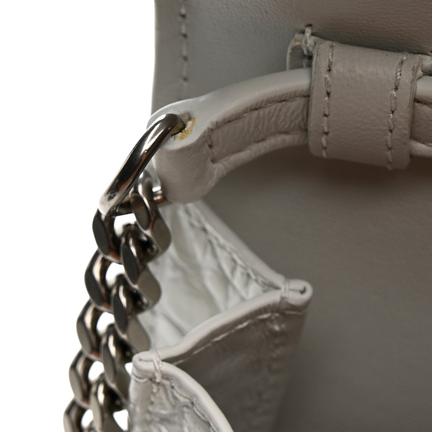 Shiny Calfskin Crocodile Embossed Small Hourglass Evening Chain Bag White