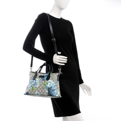 Gucci GG Supreme Monogram Blooms Small Zippered Tote Blue 2 of 9