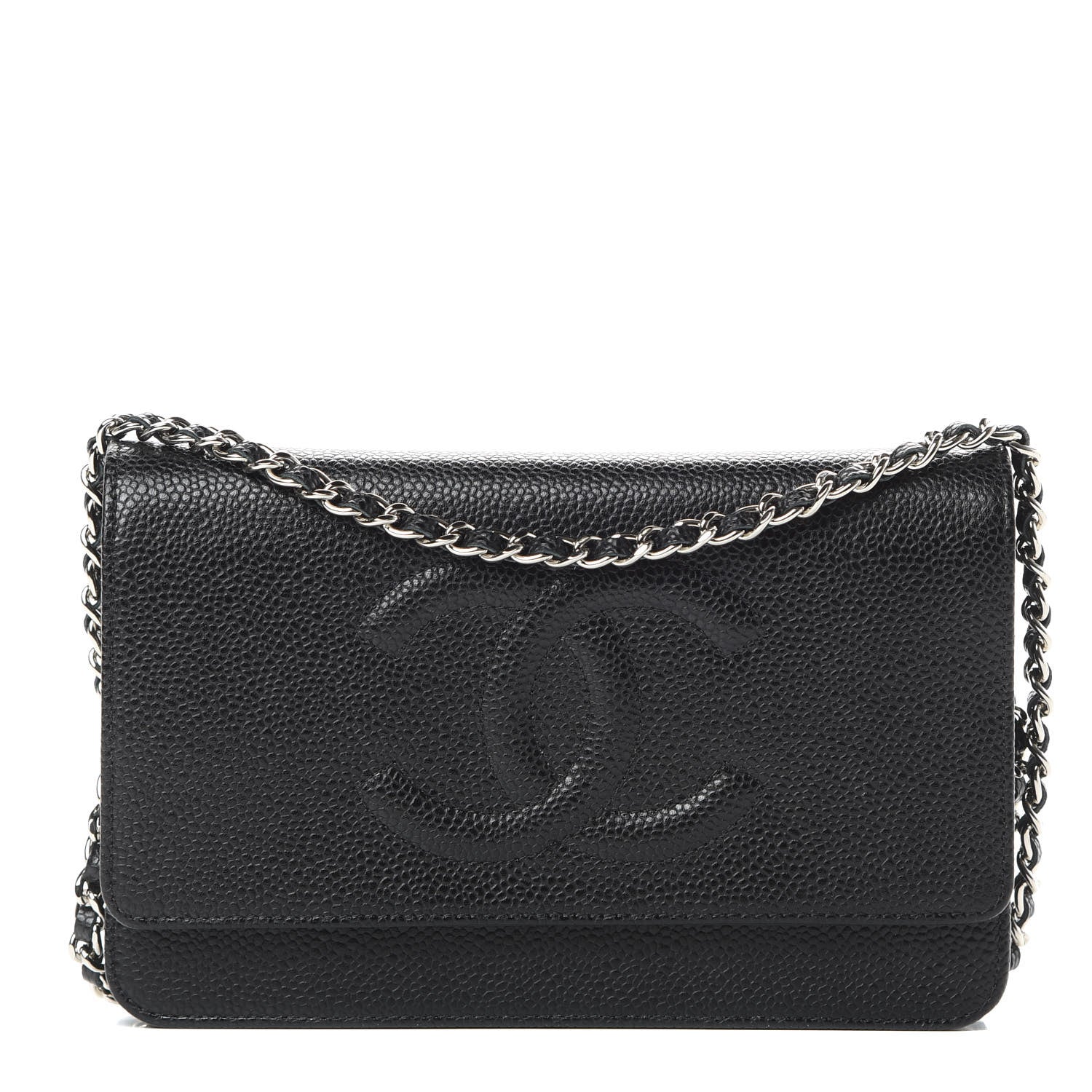Chanel Caviar Timeless CC Wallet On Chain WOC Black 1 of 13