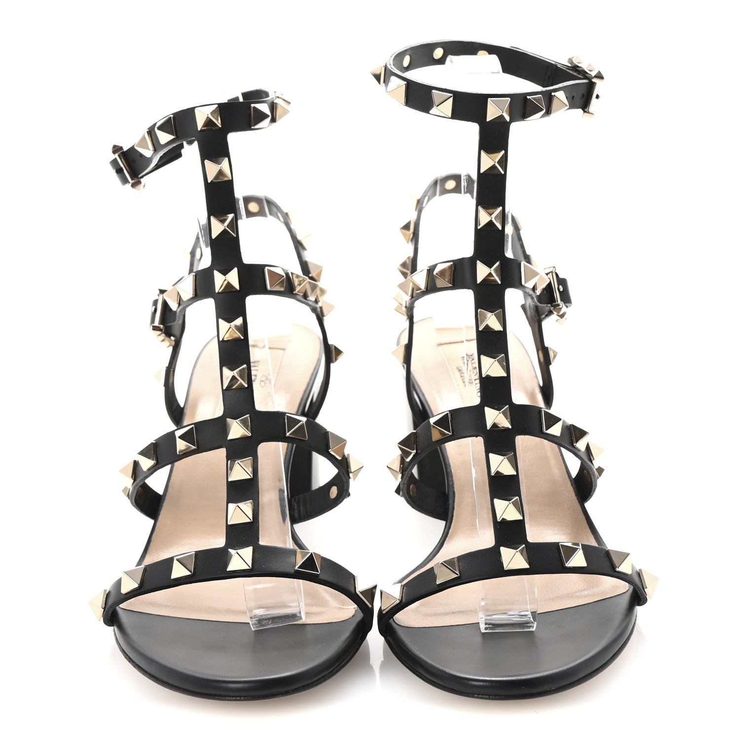 Valentino Garavani Calfskin Rockstud 60mm City Sandals 36 Black 3 of 9