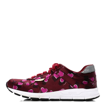 Gucci Satin Heartbeat Sneakers 38 New Wine Grigio 1 of 5