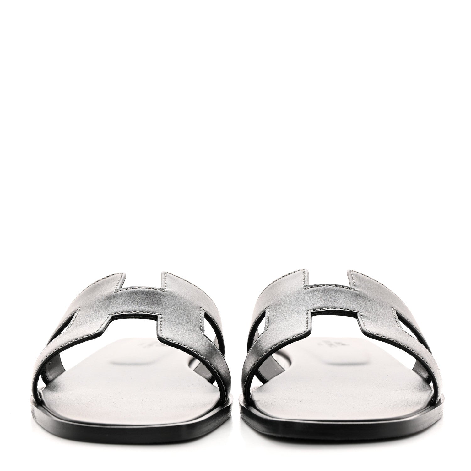 Hermes Box Calfskin Oran Sandals 38 Black 2 of 12