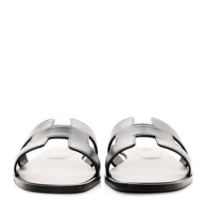Hermes Box Calfskin Oran Sandals 38 Black 2 of 12