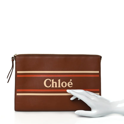 Chloe Smooth Calfskin Logo Vick Pouch Caramel 2 of 9