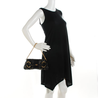Gucci Python Studded Horsebit Chain Clutch Black 2 of 7