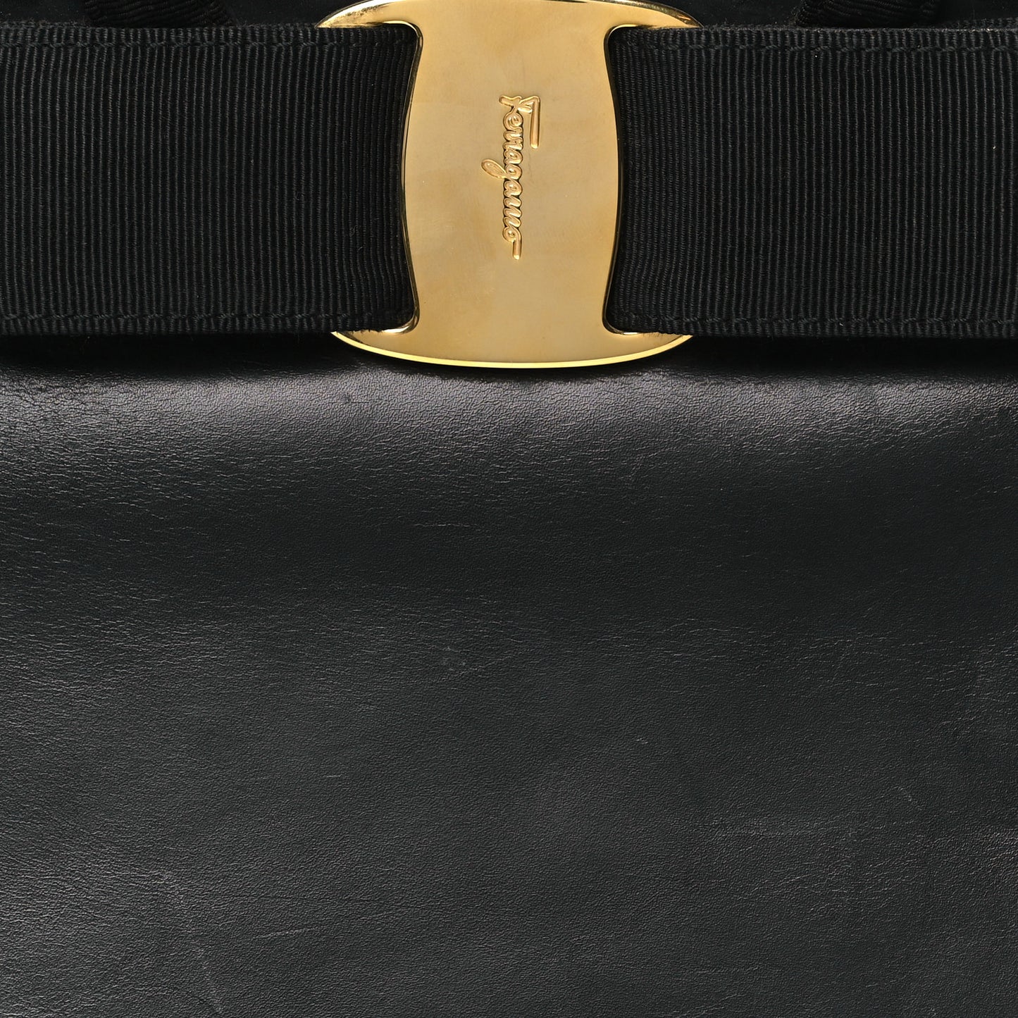 Calfskin Vera Bow Top Handle Bag Black