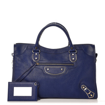 Balenciaga Chevre Gold Metallic Edge Hardware City Bleu Roi 1 of 8