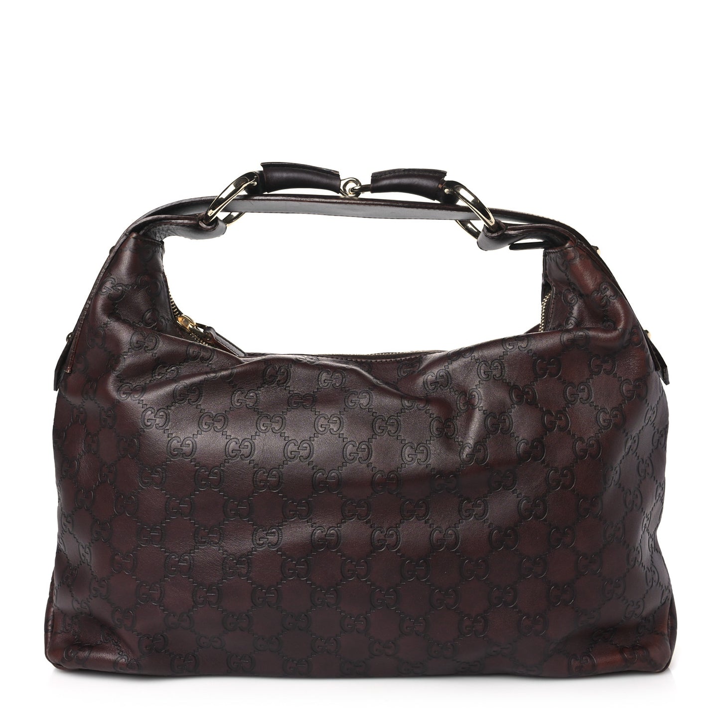 Guccissima Medium Horsebit Chain Hobo Dark Brown