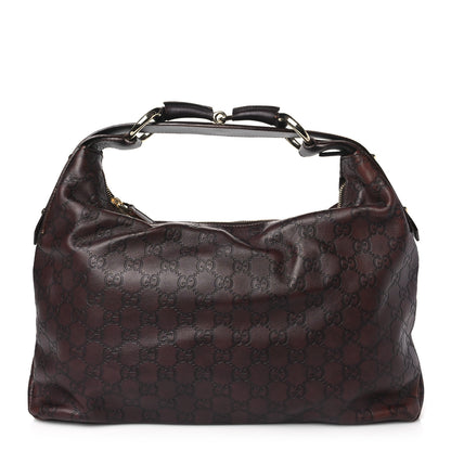 Gucci Guccissima Medium Horsebit Chain Hobo Dark Brown 1 of 11