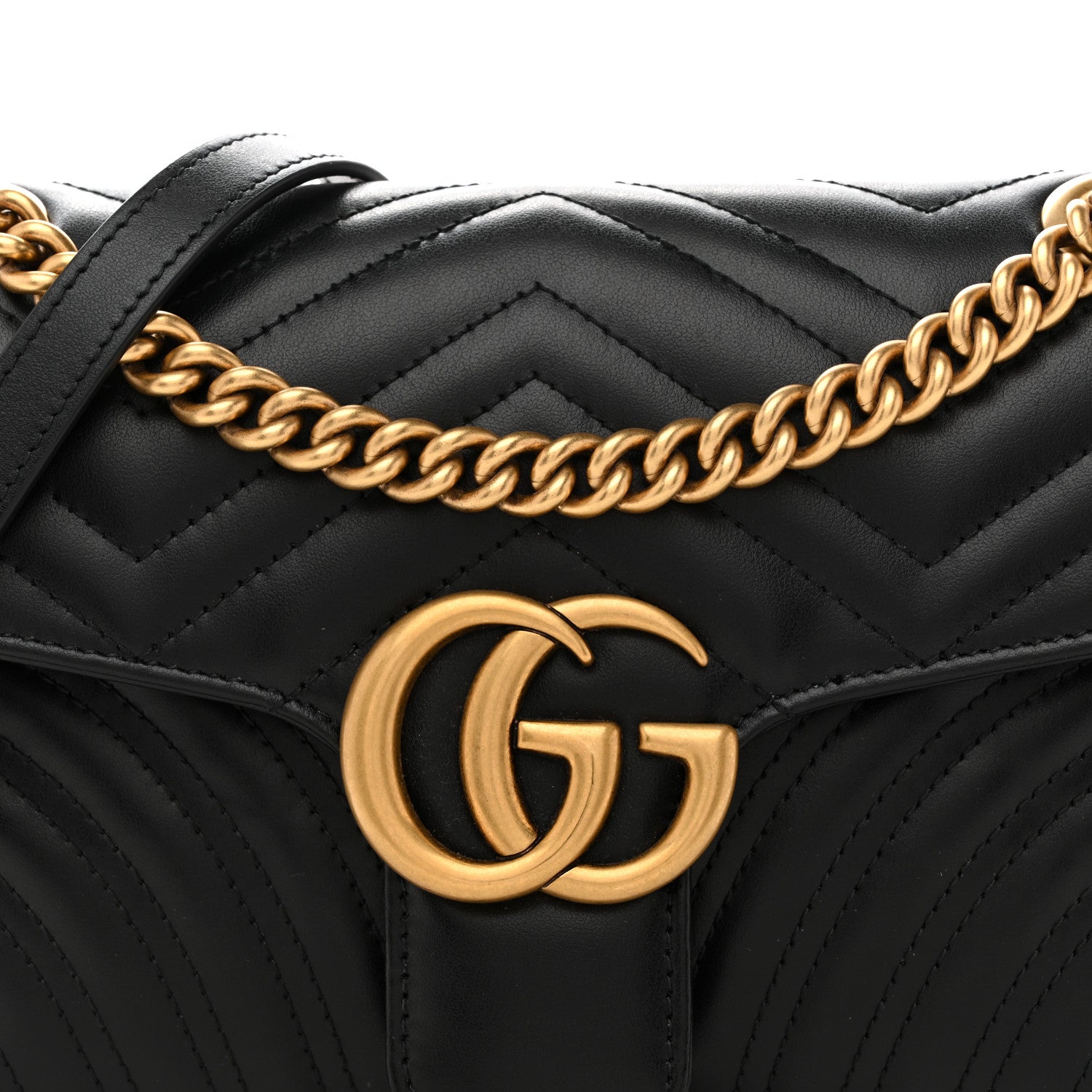 Gucci Calfskin Matelasse Small GG Marmont Shoulder Bag Black 8 of 13