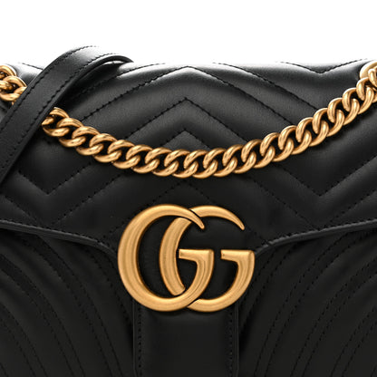 Gucci Calfskin Matelasse Small GG Marmont Shoulder Bag Black 8 of 13