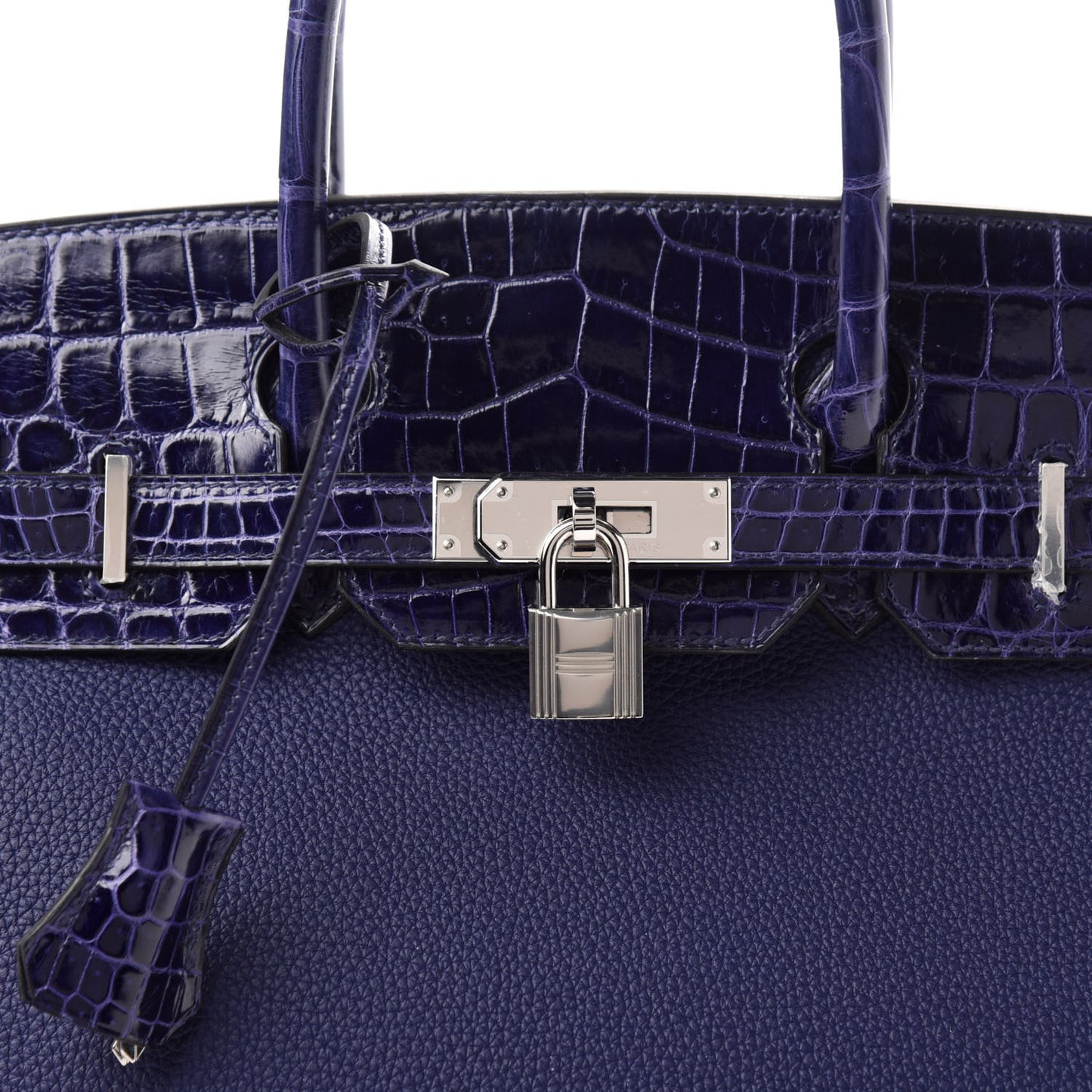 Togo Shiny Niloticus Crocodile Birkin Touch 30 Bleu Encre