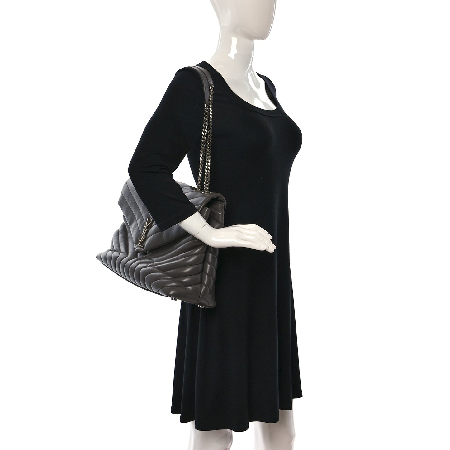 Calfskin Y Quilted Monogram Large Loulou Chain Satchel Earth