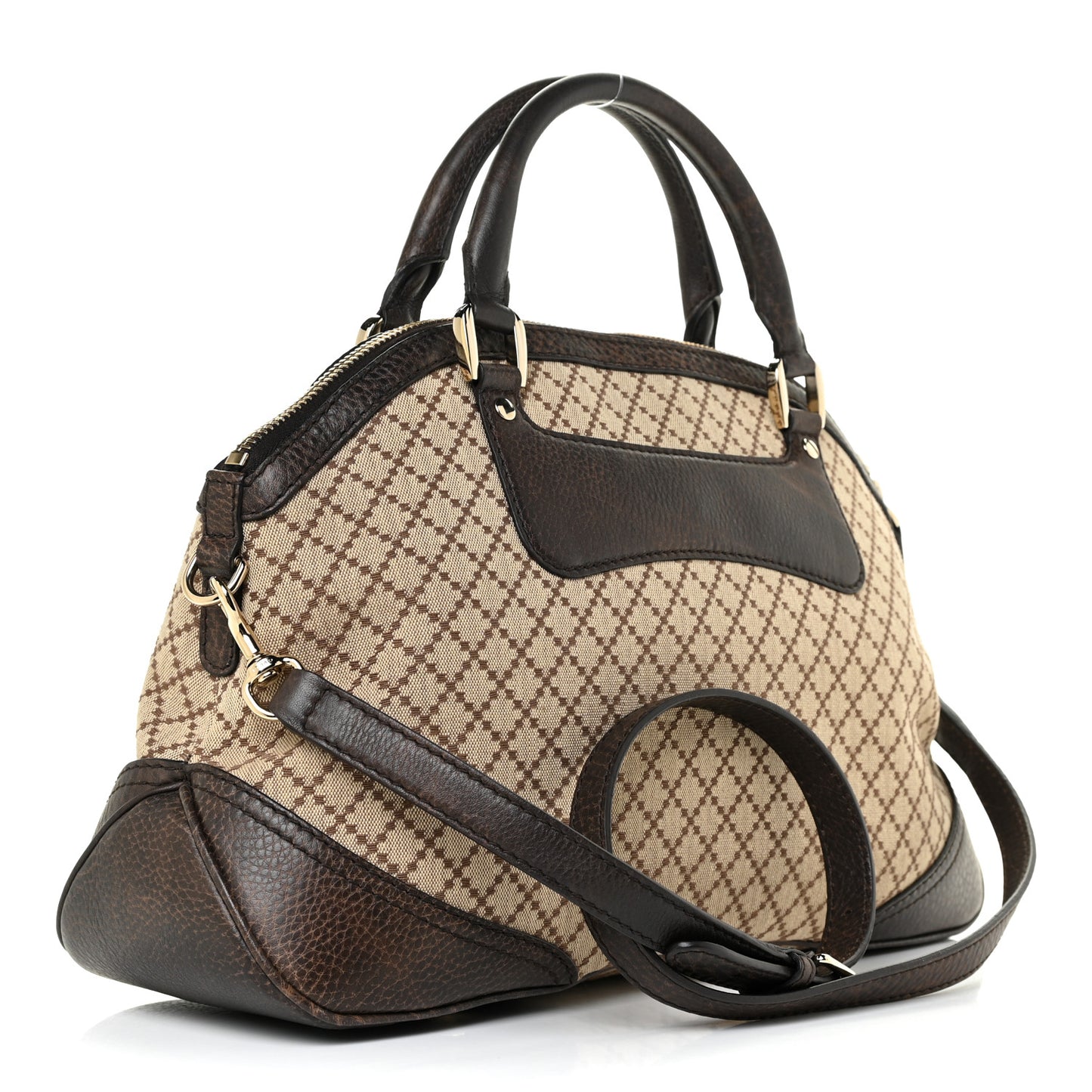 Diamante Medium Cathrine Dome Satchel Dark Brown
