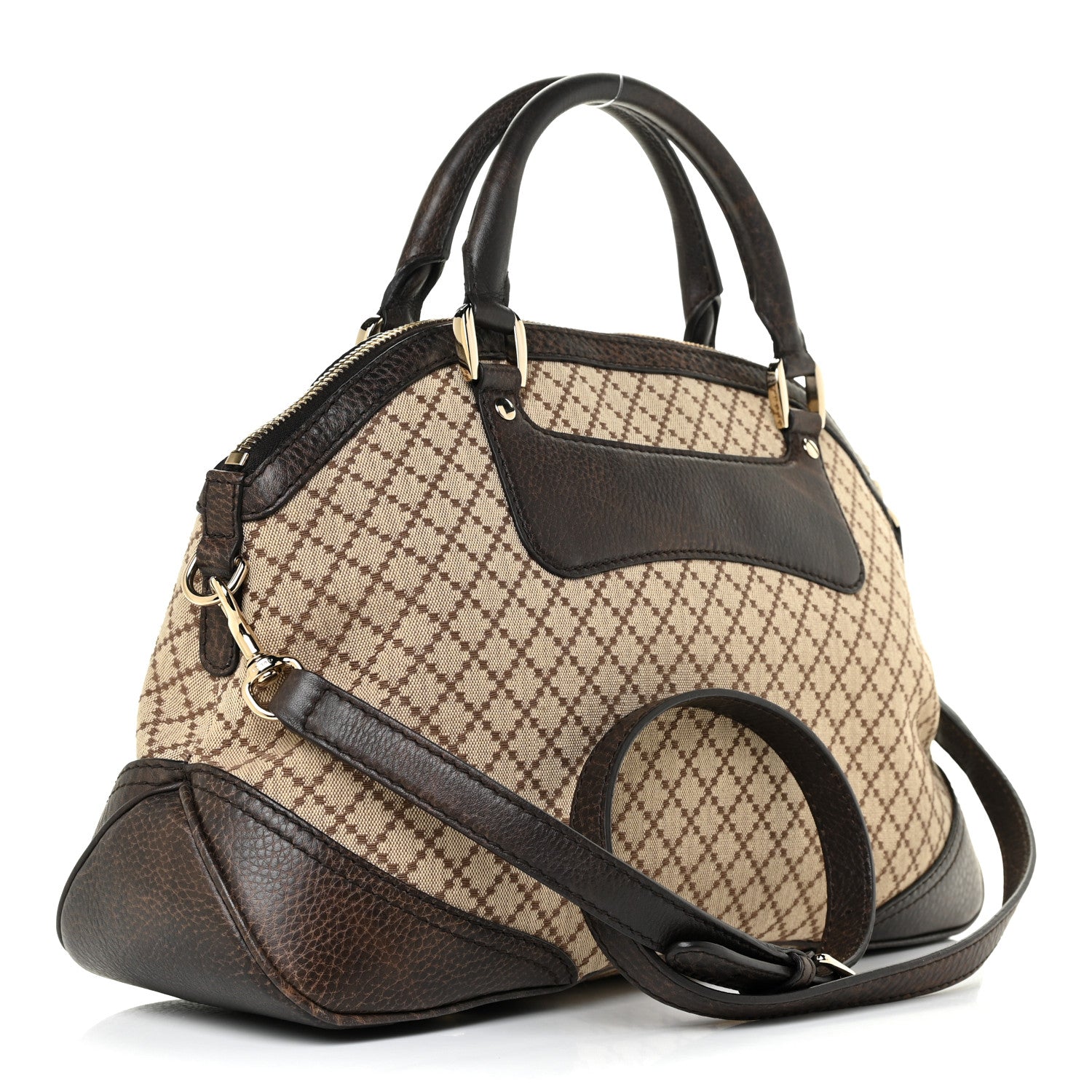 Gucci Diamante Medium Cathrine Dome Satchel Dark Brown 3 of 15
