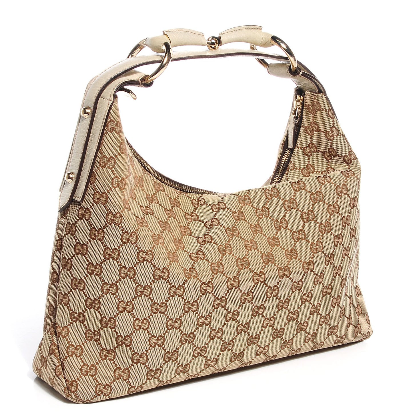 Monogram Medium Horsebit Chain Hobo Off White