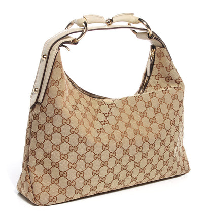 Gucci Monogram Medium Horsebit Chain Hobo Off White 3 of 9