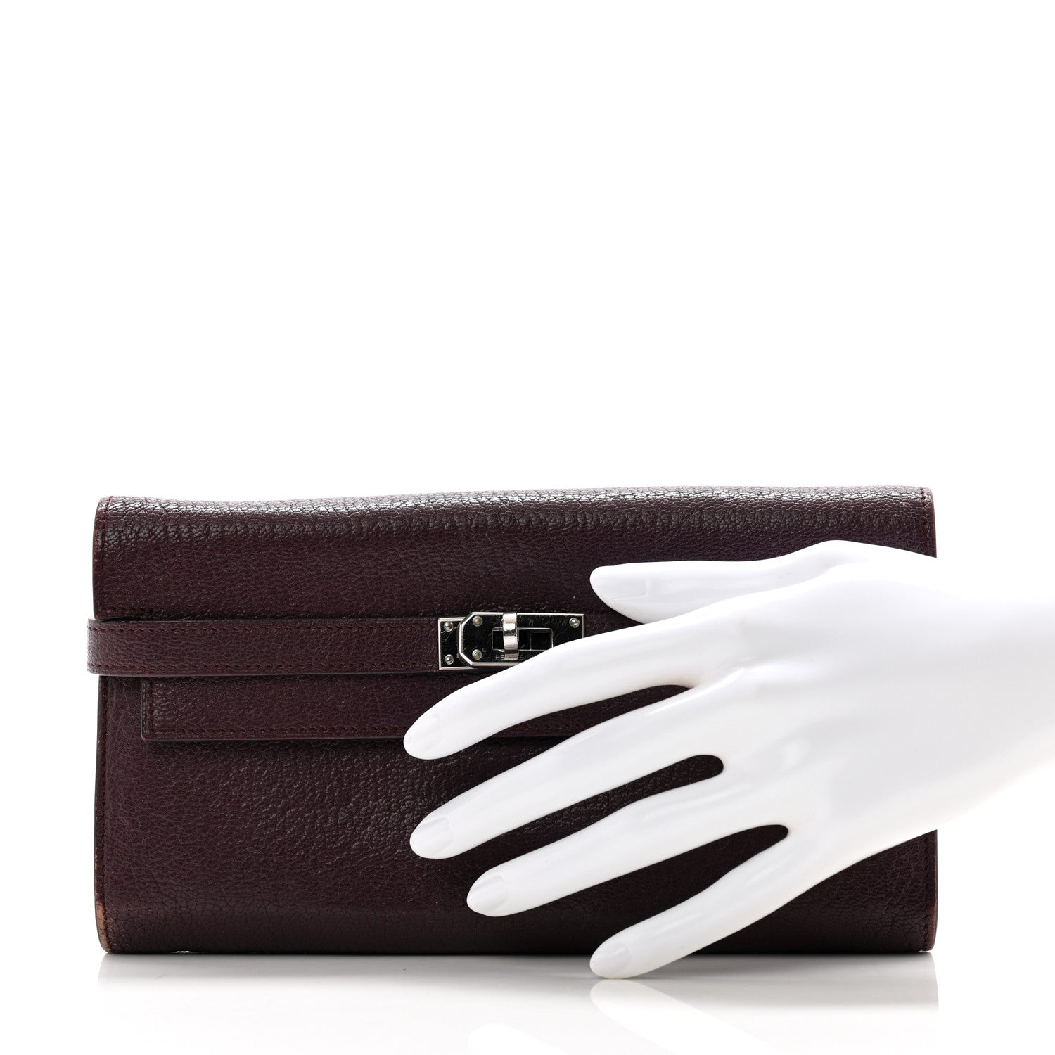 Hermes Chevre Mysore Kelly Longue Wallet Raisin 2 of 13