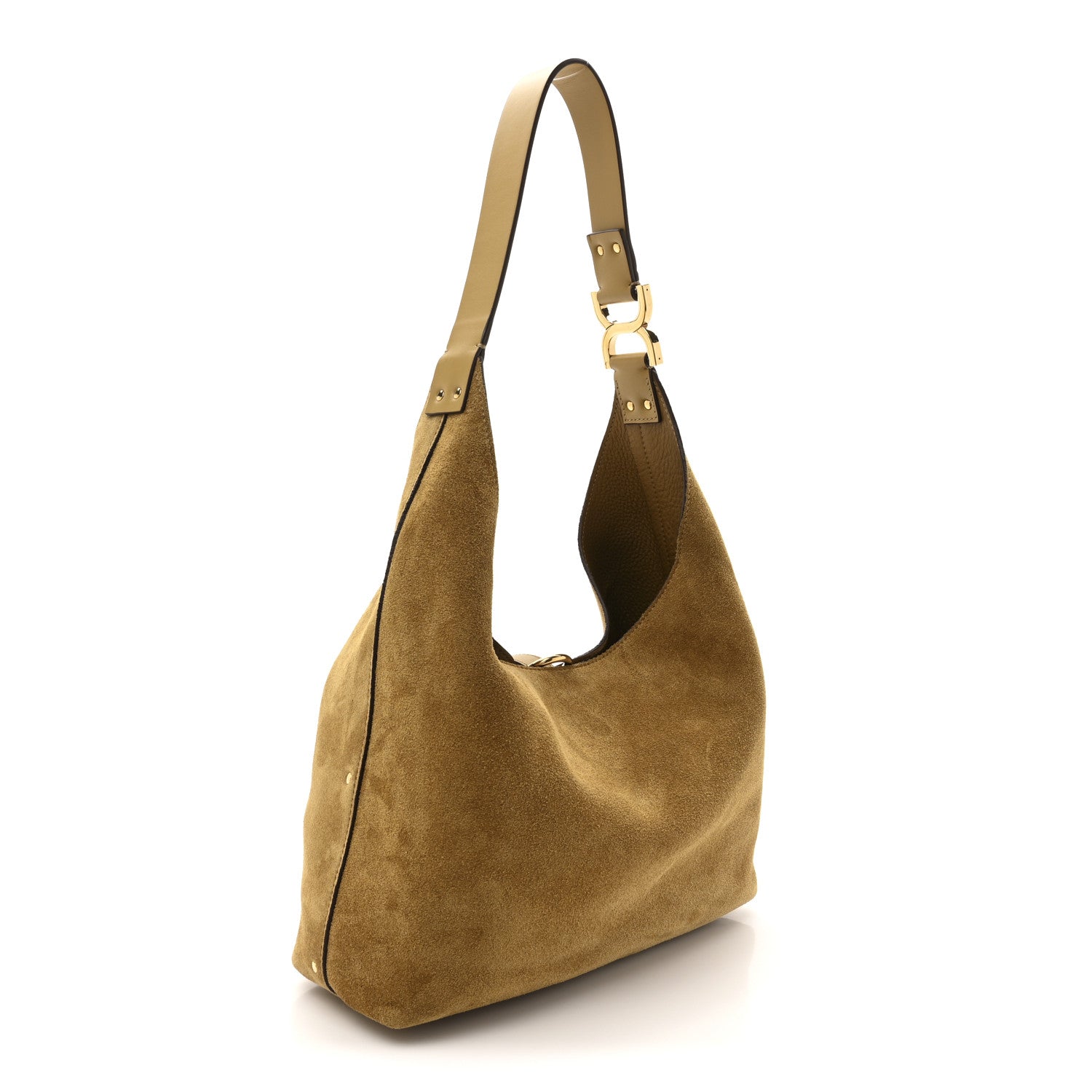 Chloe Suede Calfskin Small Marcie Hobo Bag Gold Khaki 3 of 9