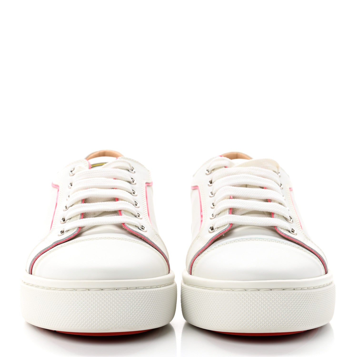 Christian Louboutin Calfskin Patent Vieirissima Flat Sneakers 37.5 White Multicolor 2 of 9