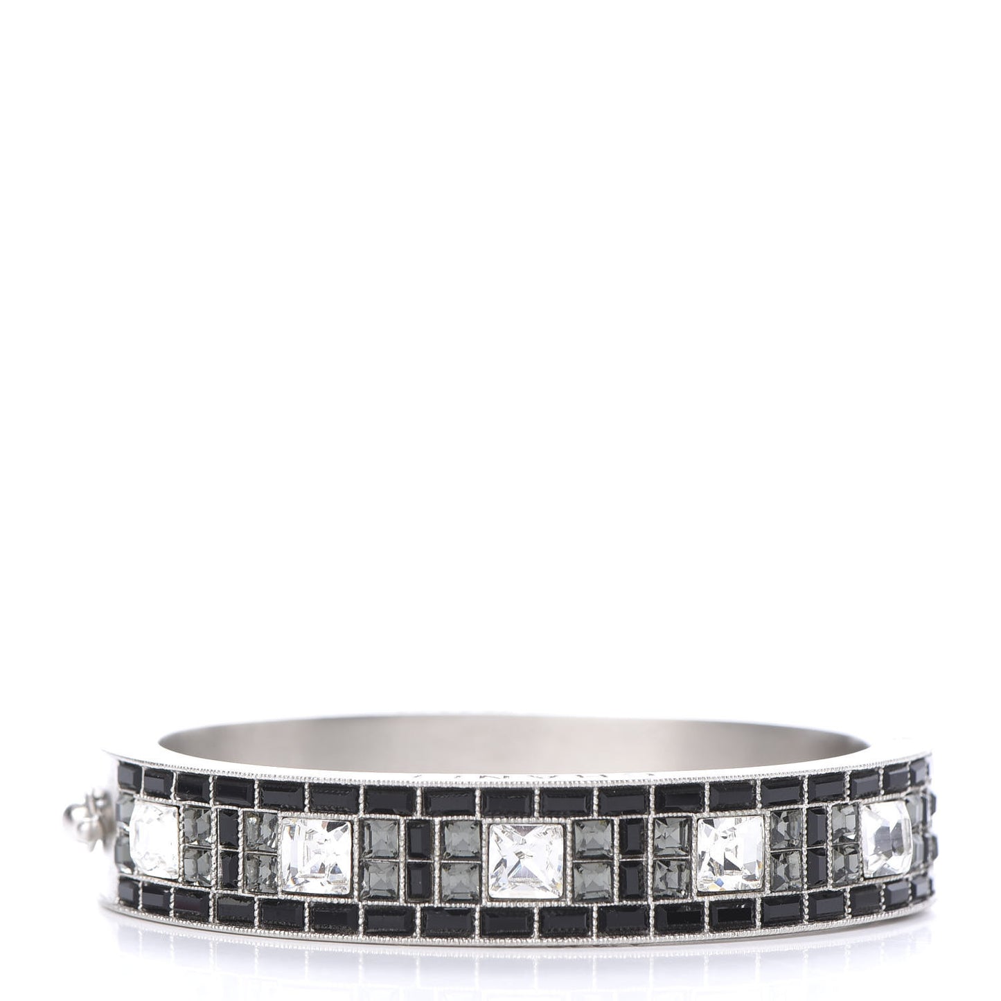 Baguette Crystal Bangle Silver Black