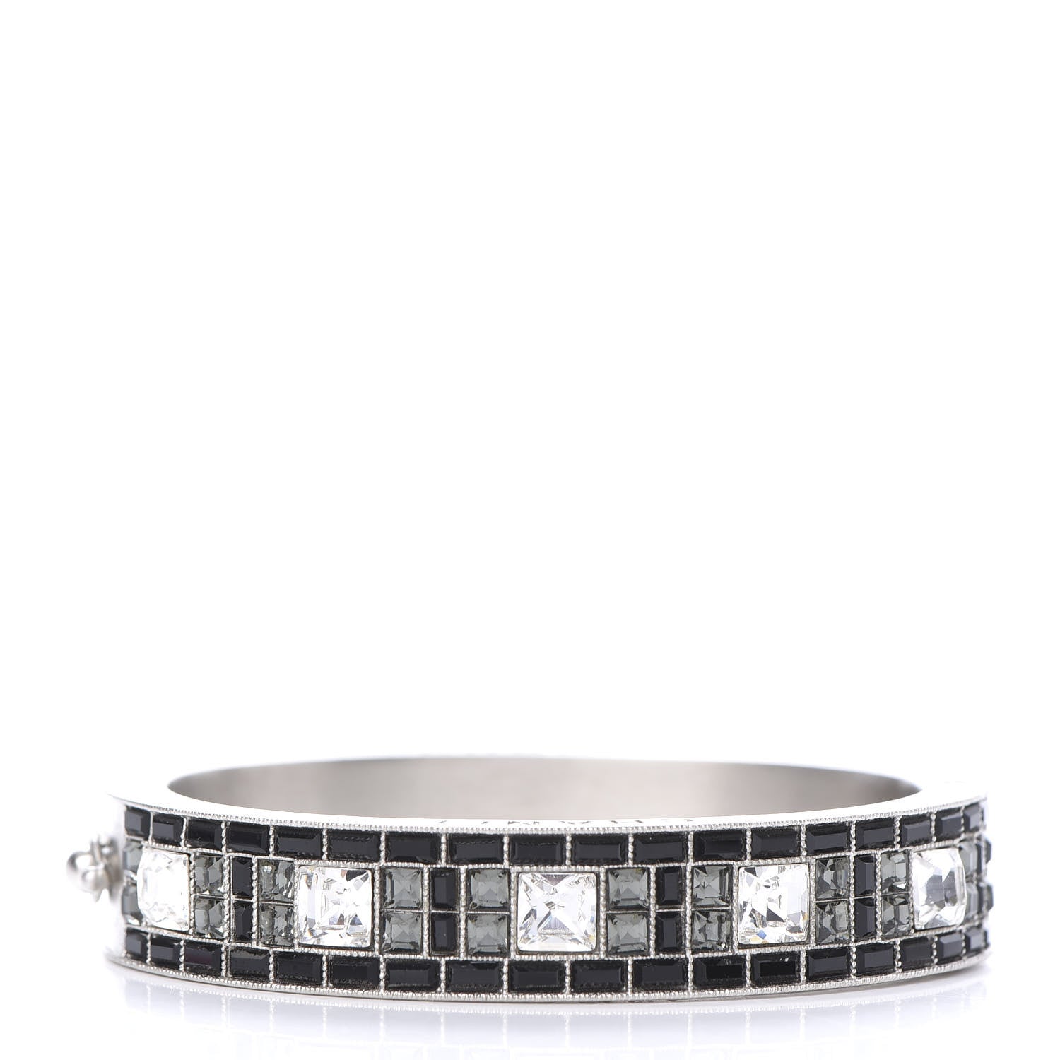 Chanel Baguette Crystal Bangle Silver Black 3 of 5