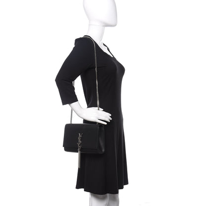 Saint Laurent Smooth Calfskin Medium Classic Monogram Kate Tassel Satchel Black 2 of 11