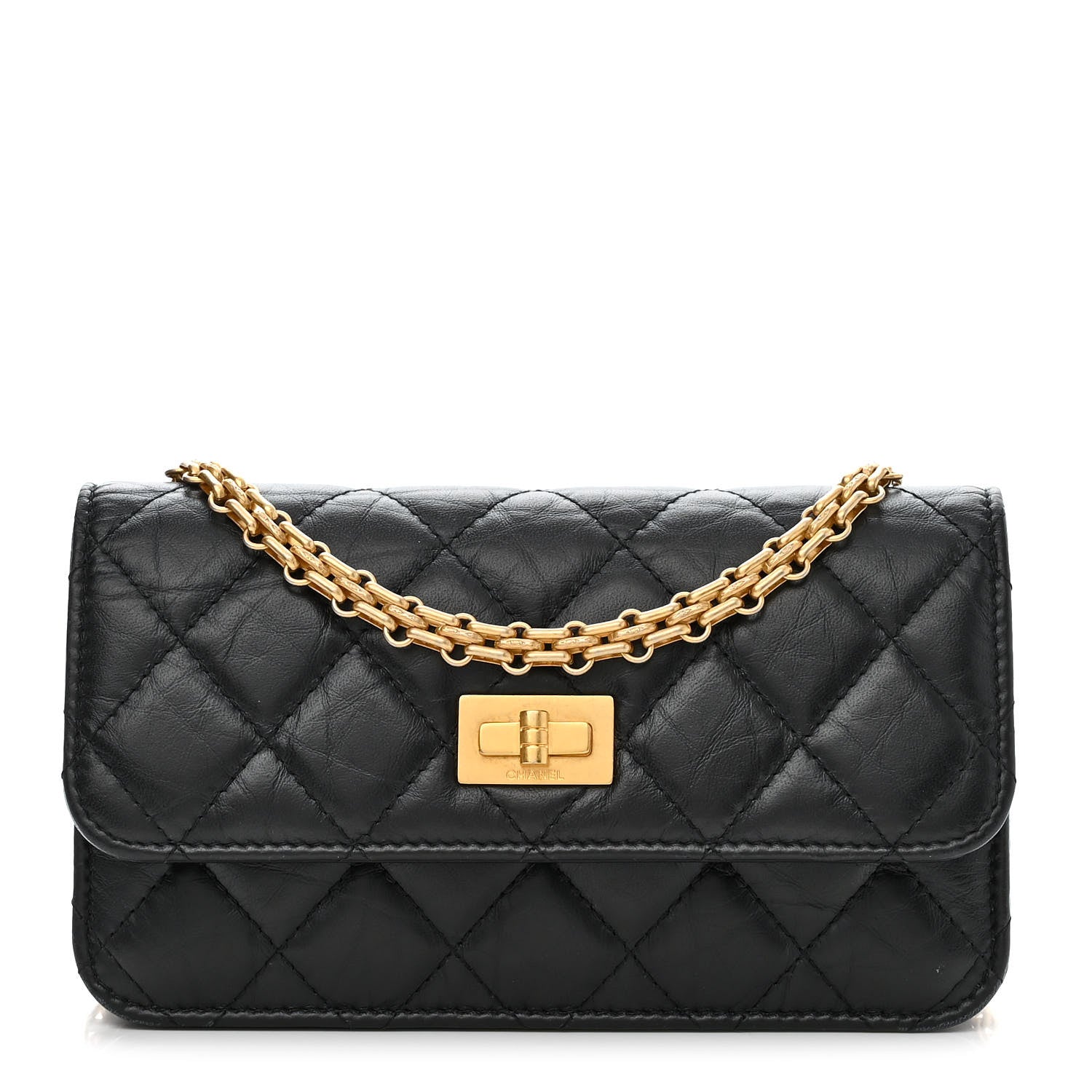 Chanel Aged Calfskin Quilted Reissue Flap Phone Holder With Chain Black 1 of 12