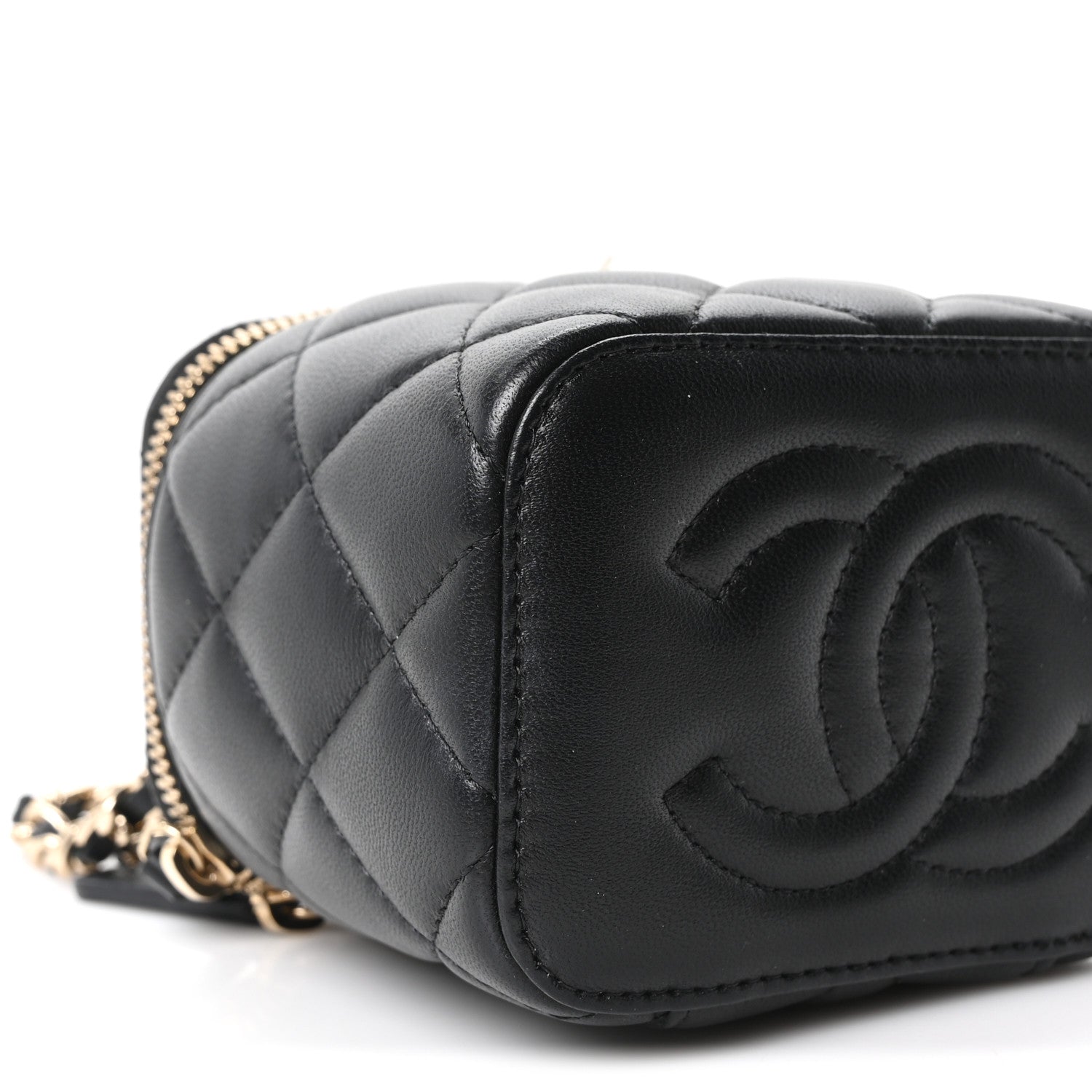 Chanel Lambskin Quilted Mini Enamel CC Pearl Crush Vanity Case With Chain  Black 9 of 10
