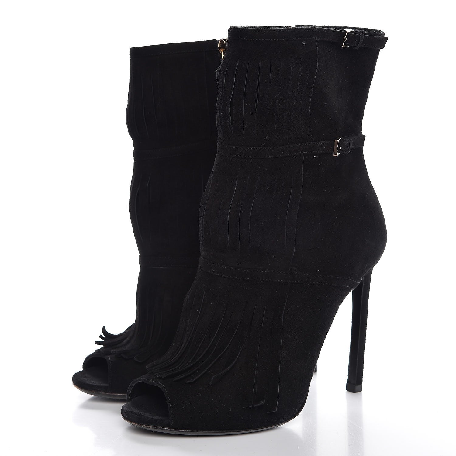 Gucci Suede Fringe Becky Bootie 37.5 Black 3 of 10
