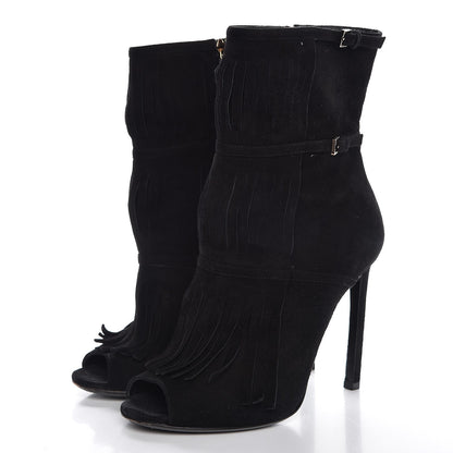 Gucci Suede Fringe Becky Bootie 37.5 Black 3 of 10