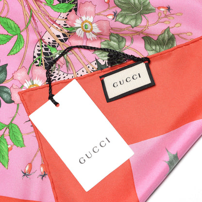 Gucci Silk Twill Flora Snake Square Scarf Rose 4 of 6