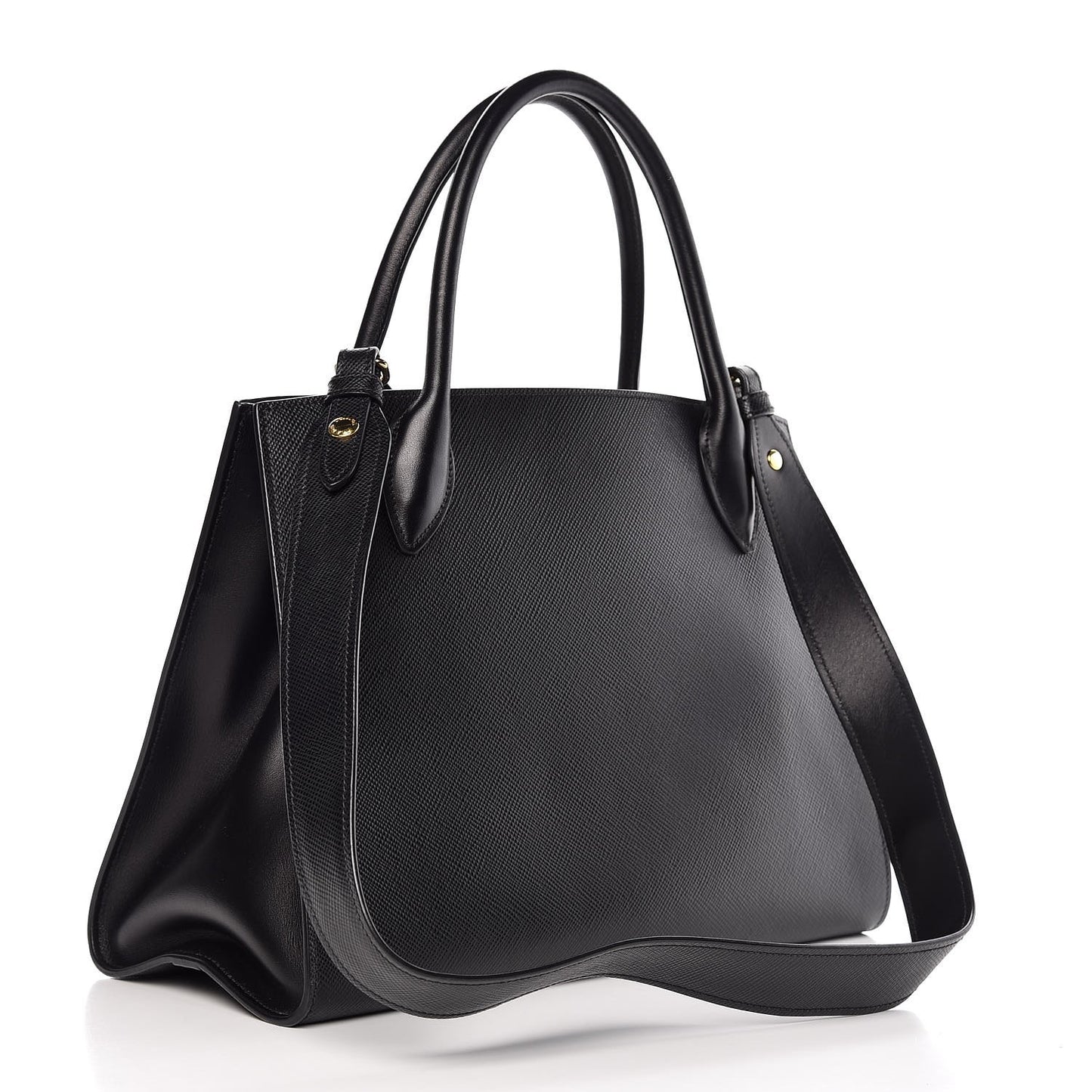 Saffiano Cuir Calfskin Large Monochrome Top Handle Tote Black